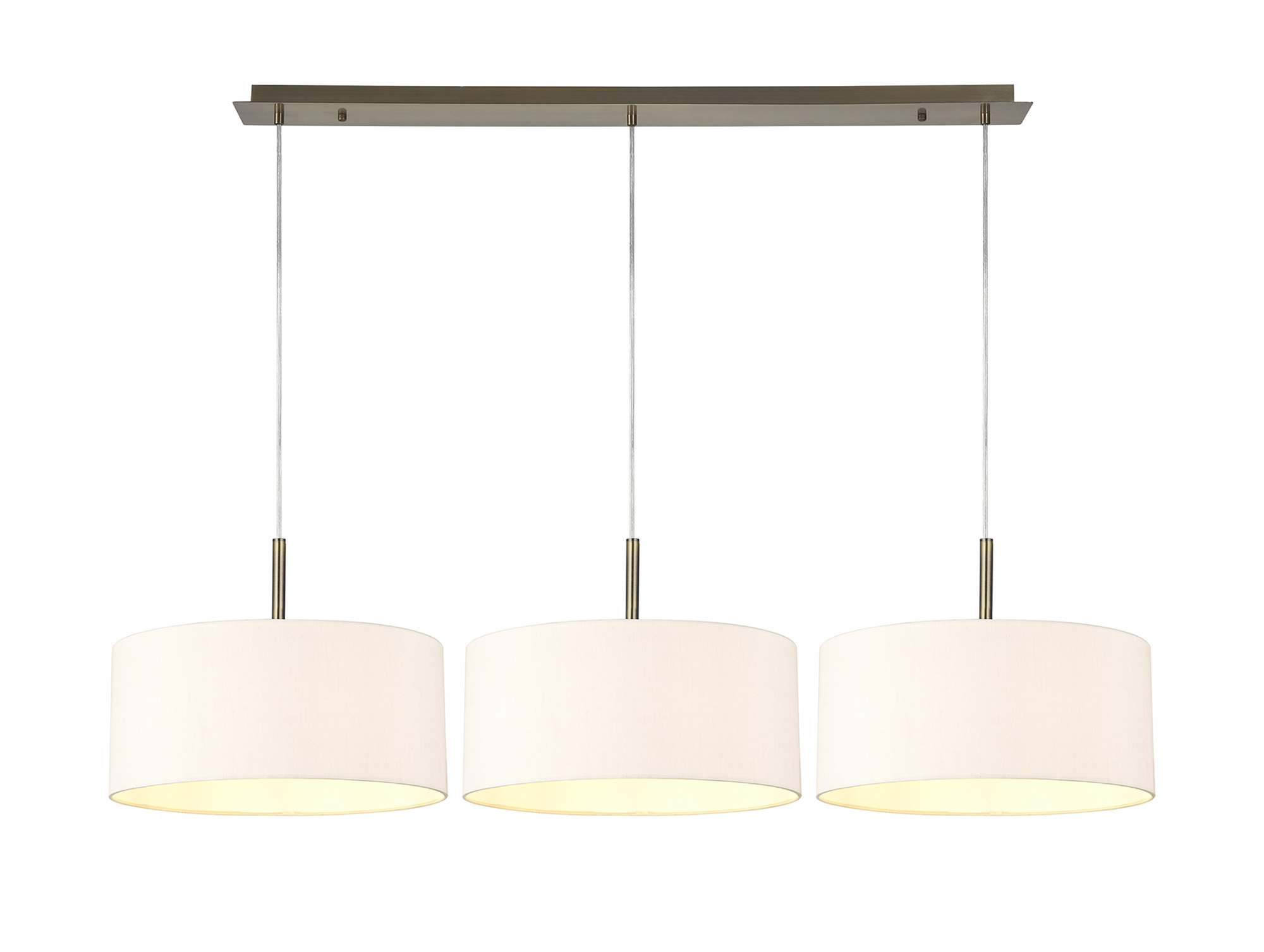 DK0578  Baymont 40cm Shade 3 Light Pendant Antique Brass, Nude Beige/Moonlight